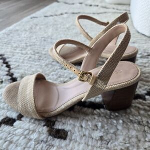 Cole Haan Beige Block Heel Sandals 6.5